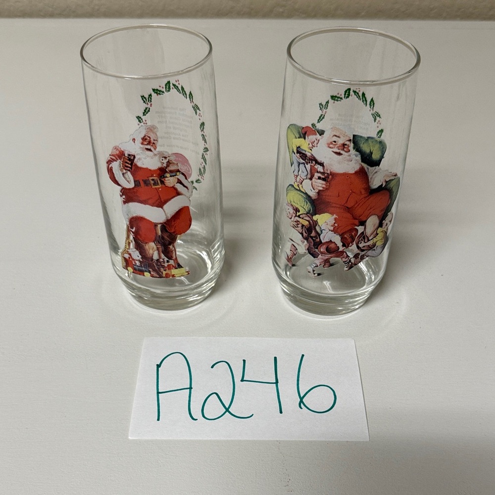 Vintage Coca-Cola Glasses featuring Santa